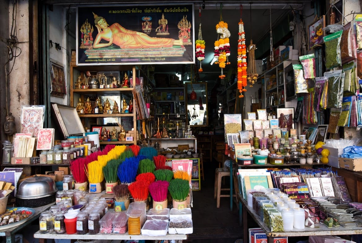 Stalls inside Ratchawat market in the Dusit district
