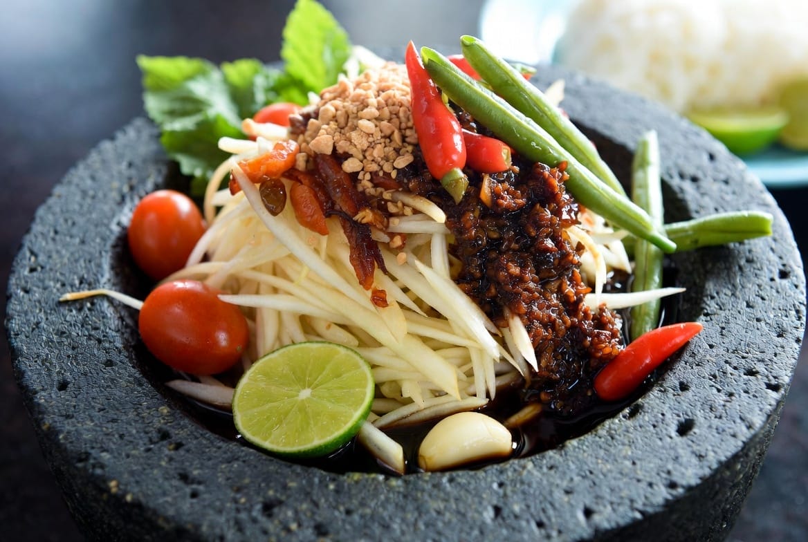 Som Tam Korat — green papaya salad with fermented fish