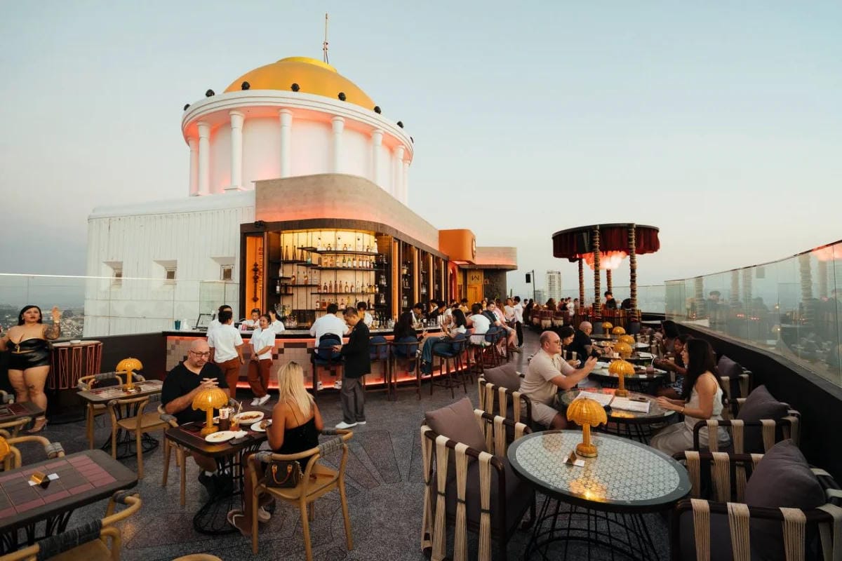 Zama Skybar Jomtien rooftop with golden dome and seating