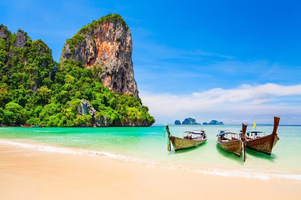 Turquoise water and limestone cliffs of the Phi Phi Islands, southern Thailand